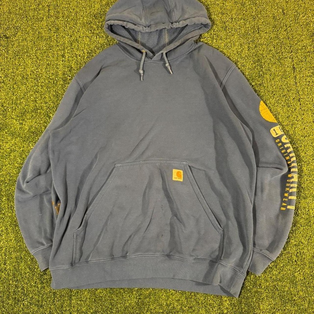 Carhartt Original Fit Workwear Hoodie Gray Large Sleeve Graphic 0267